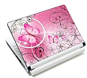 Pink Butterflies & Flowers 11.6 13 13.3 14 15 15.6 inches Netbook Laptop Skin Sticker Reusable Protector Cover Case for Toshiba Hp Samsung Dell Apple Acer Leonovo Sony Asus Laptop Notebook FY-NEK-009