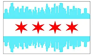 JS Artworks Chicago City Skyline Flag Vinyl Sticker Decal
