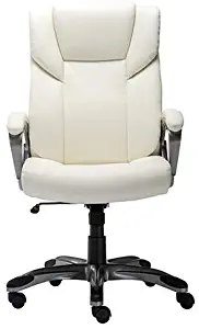 AmazonBasics High-Back Bonded Leather Executive Office Computer Desk Chair - Cream