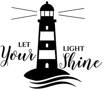 Let Your Light Shine Lighthouse NOK Decal Vinyl Sticker |Cars Trucks Vans Walls Laptop|Black|7.0 x 5.5 in|NOK778