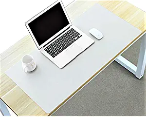 Desk Pad Blotter Mats Table Protector Mat on Top of Writing Desks Office Laptop Computer Desktop Décor Cover Under Keyboard Large Mousepad Elbow Pads for Girl Women Kids PU Leather White 17 x 36 Inch