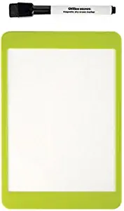 Office Depot Magnetic Dry Erase Board w/ Dry Erase Marker, Yellow Green Frame