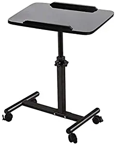 NOVII Mobile Laptop Computer Desk Cart, Angle & Height Adjustable Cost-Effective Rolling Workstation, Sofa/Bed Side Table Hospital Table Stand, That Also Works Great as a Lectern/Podium (Black)