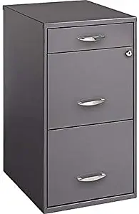 Office Designs 3 Drawer Vertical File Cabinet, Charcoal, Letter, 18-Inch D (18606)