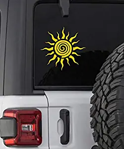 Tribal Sun Vinyl Decal Sticker|Yellow|Cars Trucks SUVs Vans Laptops Walls Glass Metal|5.25" X 5.25"|MAZ-357