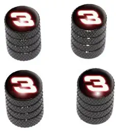 Graphics and More Racing Race Car Number 3 - Tire Rim Valve Stem Caps - Black