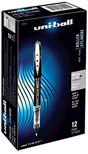 uni-ball Vision Elite Rollerball Pens, Micro Point (0.5mm), Black, 12 Count