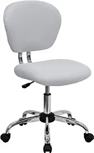 Flash Furniture Mid-Back White Mesh Padded Swivel Task Office Chair with Chrome Base
