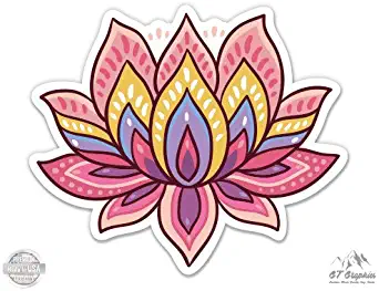 GT Graphics Lotus Flower Cute Om Yoga Meditation - Vinyl Sticker Waterproof Decal