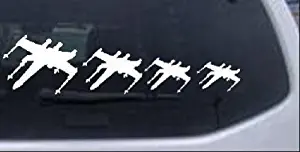 Rad Dezigns X Wing Star Wars Stick Figure Family Stick Family Car or Truck Window or Laptop Decal Sticker - White 11.2in X 3in