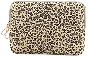XSKN Yellow Leopard Spot Canvas Fabric Zipper Laptop Sleeve Case Cover for All 13 14 15 inch Computers, Laptop Bag for MacBook Air/Pro/Retina Laptops/Notebook (13 inch, for 13.3 inch Laptop)