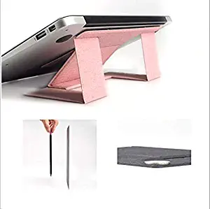 Invisible Lightweight Origami Laptop Computer Folding Stand, Rose Portable Sheet Flat Laptops Stands with Multiple Angles for notebooks, MacBook Air, Pro, Tablets(Pink)