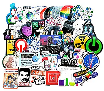 Vinyl Student Science Experiments Stickers Pack 51 Pcs Physics Chemistry Biology Stickers Science Decals for Laptop Ipad Car Luggage Water Bottle Helmet Truck