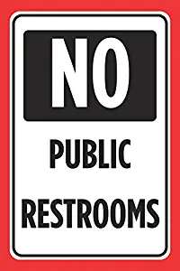 No Public Restrooms Print Black White Red Notice Cashier Store Window Poster Business Office Sign Large - 2 Pack, 12x18