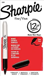 Sharpie Permanent Markers, Fine Point, Black, 12 Pack (30001) Size: 12 Office Supply Product